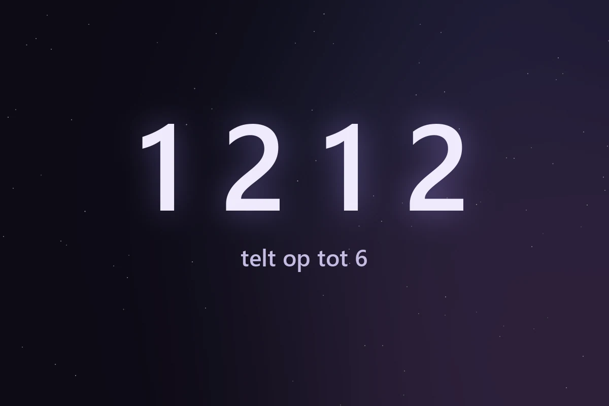 De cijferreeks 1212, die in de numerologie optelt tot 6