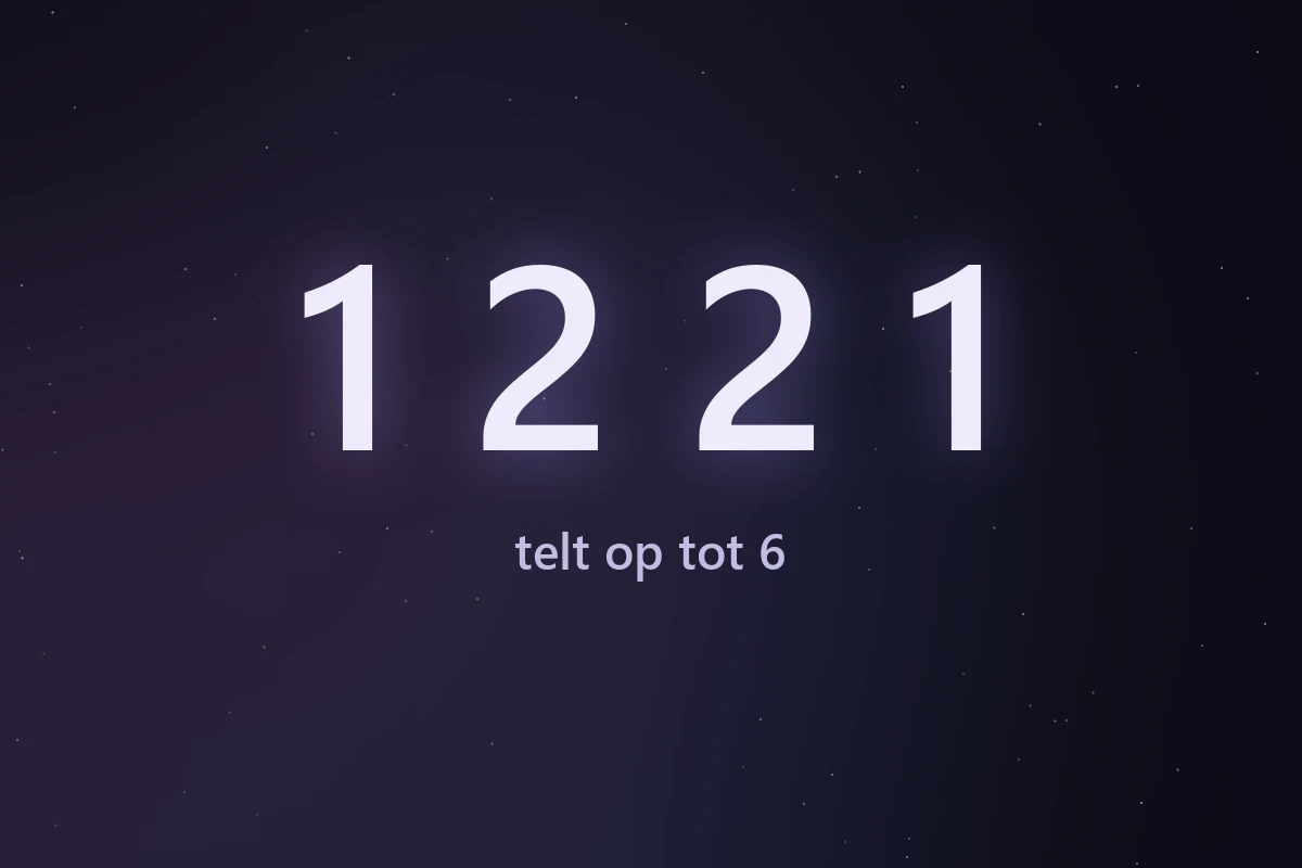 De cijferreeks 1221, die in de numerologie optelt tot 6