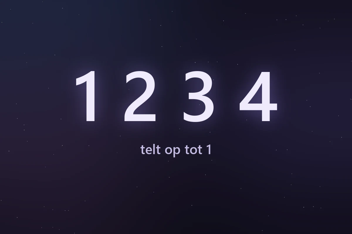 De cijferreeks 1234, die in de numerologie optelt tot 1