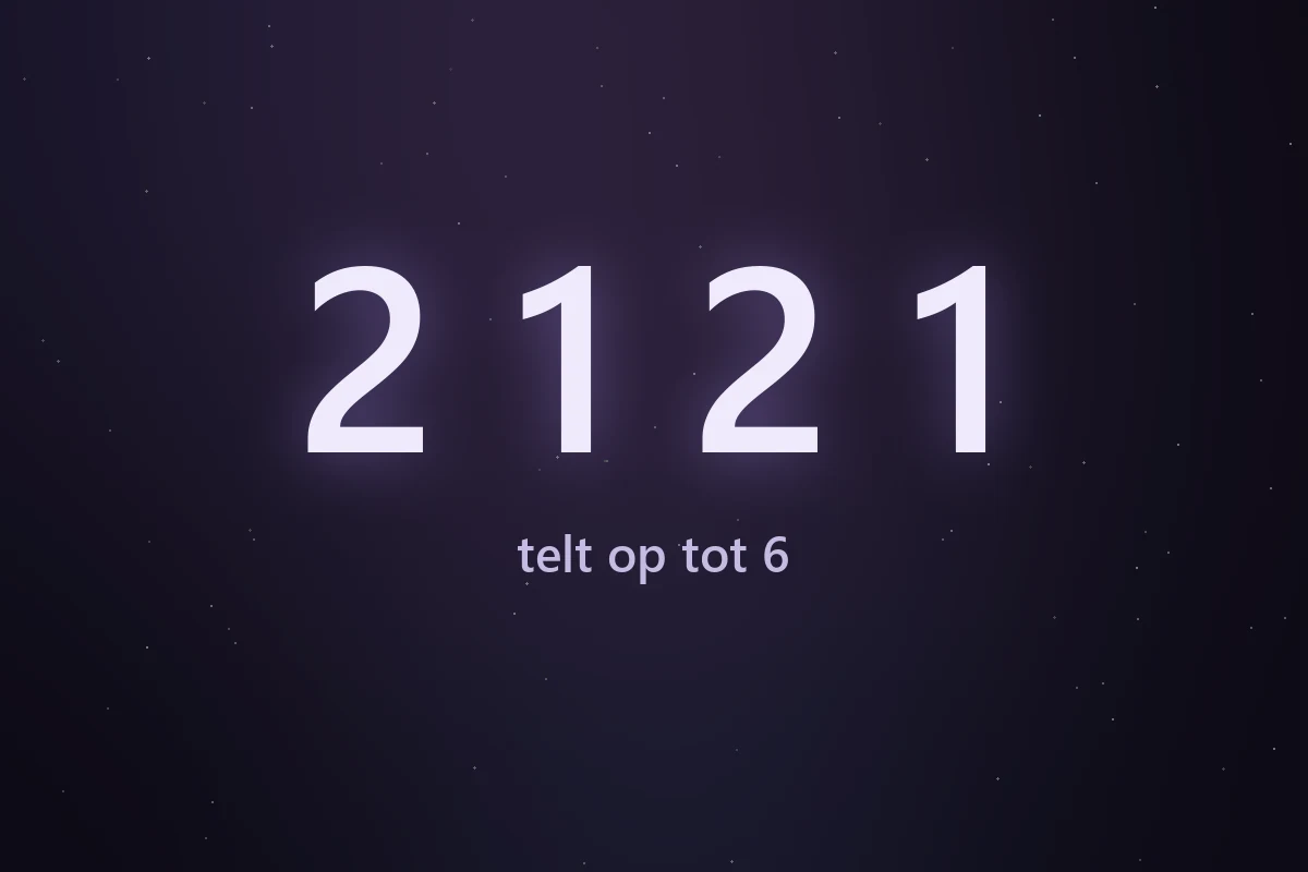 De cijferreeks 2121, die in de numerologie optelt tot 6