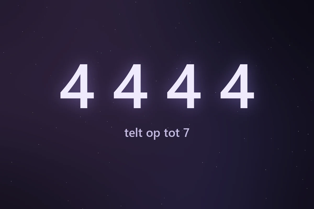 De cijferreeks 4444, die in de numerologie optelt tot 7